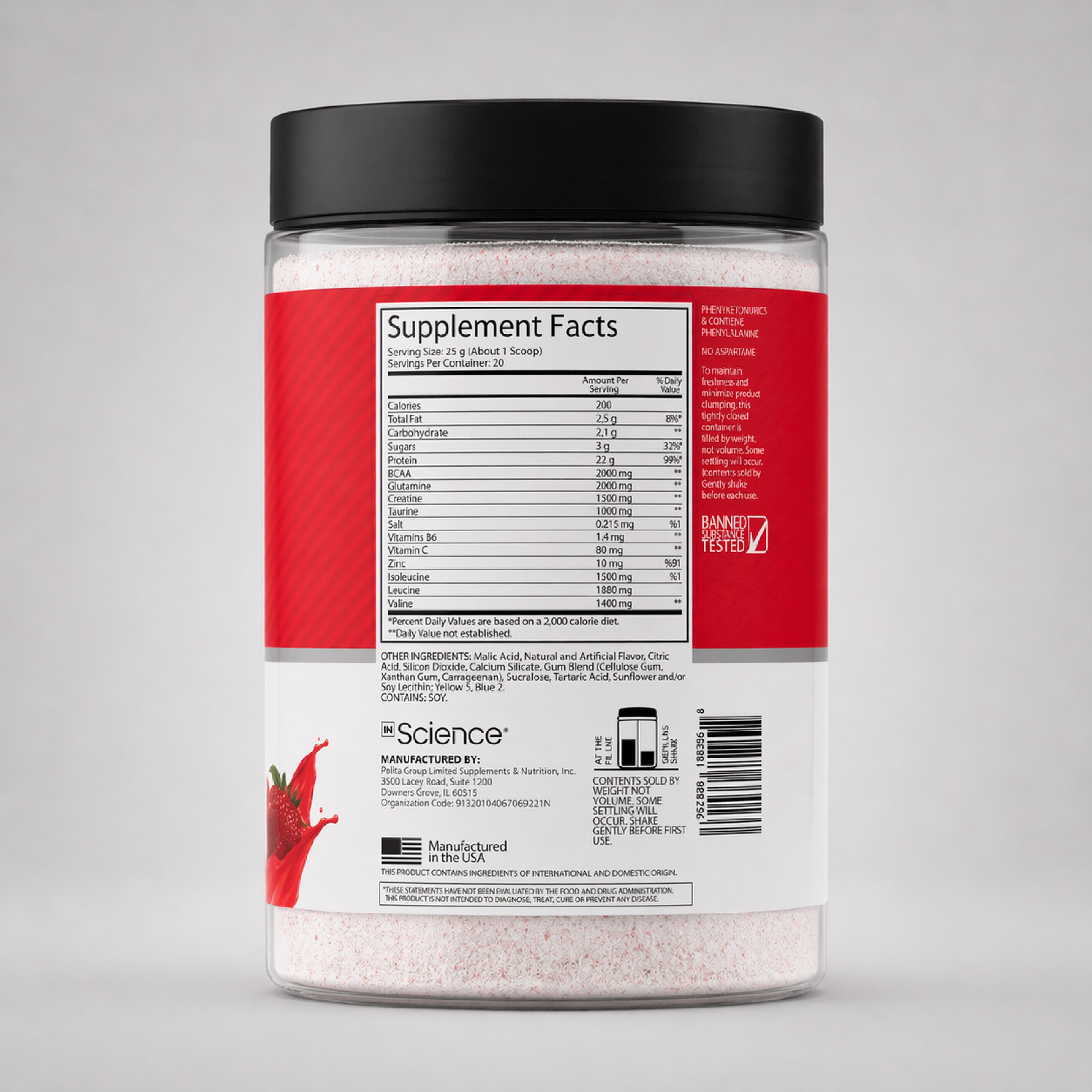 İn Science Whey Protein Tozu 500gr (20 Servis) Performance Serisi - Çilekli
