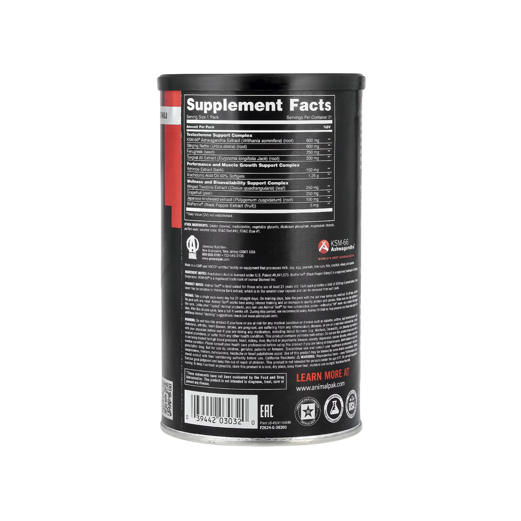 Animal Test Advanced Testosteron Booster 21 Pill Packs - KSM-66 Ashwagandha Tongkat Ali