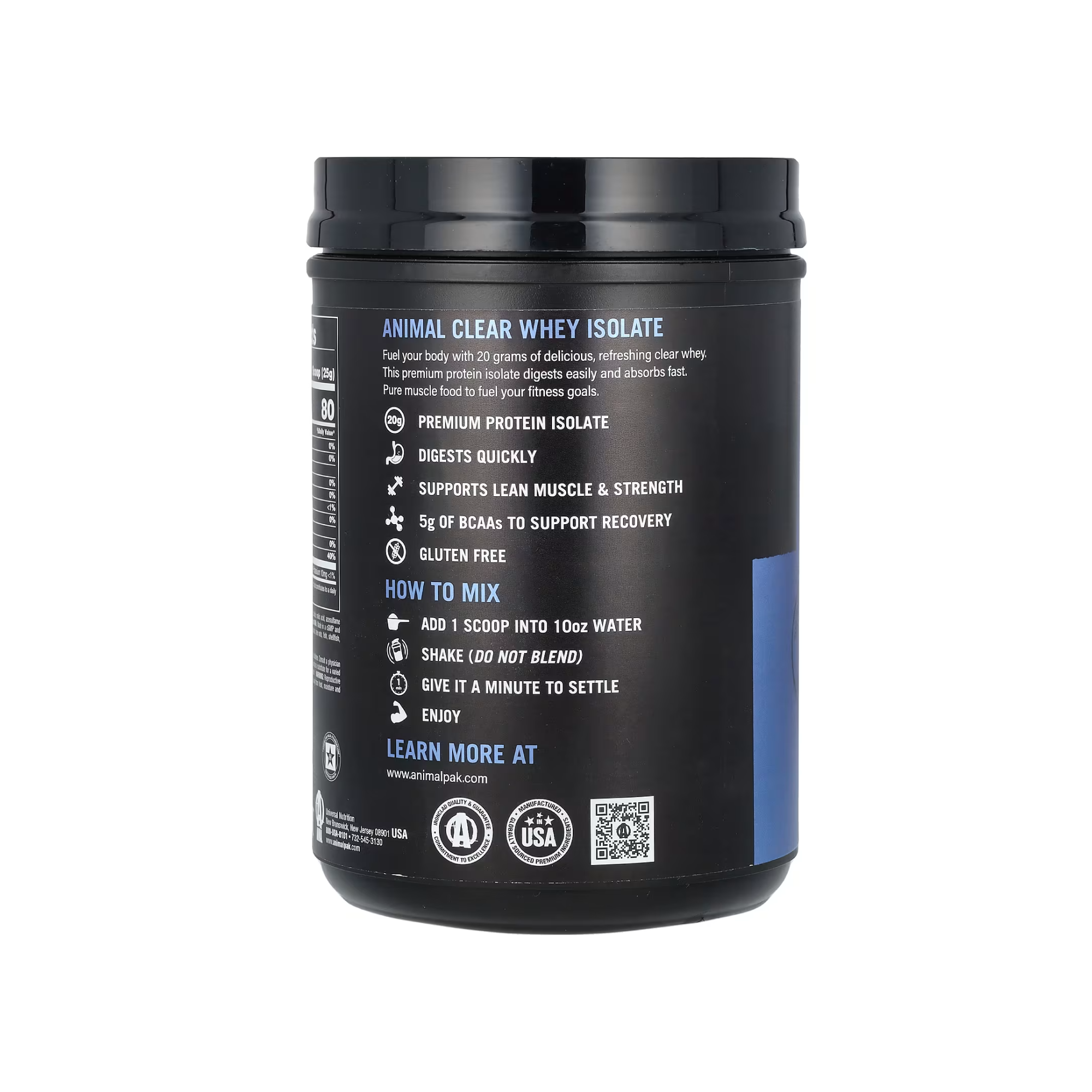Animal Clear Whey Isolate Şeffaf İzole Protein Tozu 500g