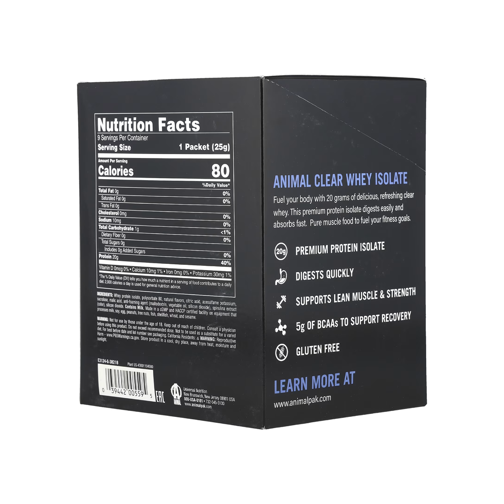 Animal Clear Whey Isolate Şeffaf İzole Protein Tozu 500g