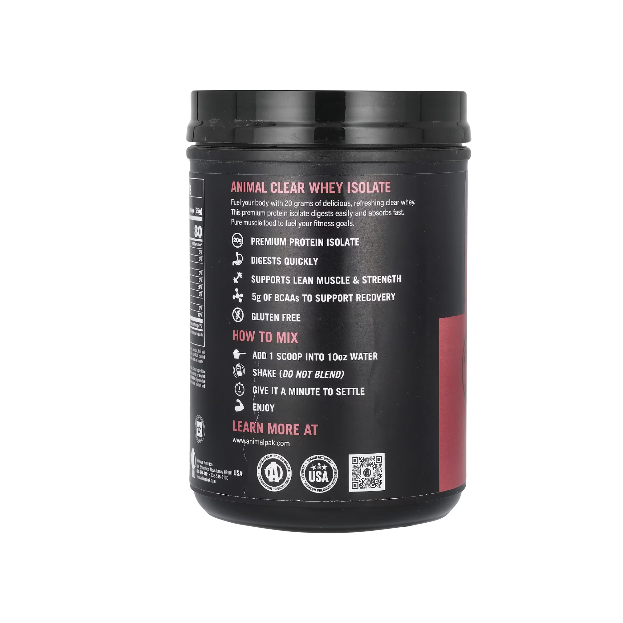 Animal Clear Whey Isolate Şeffaf İzole Protein Tozu 500g