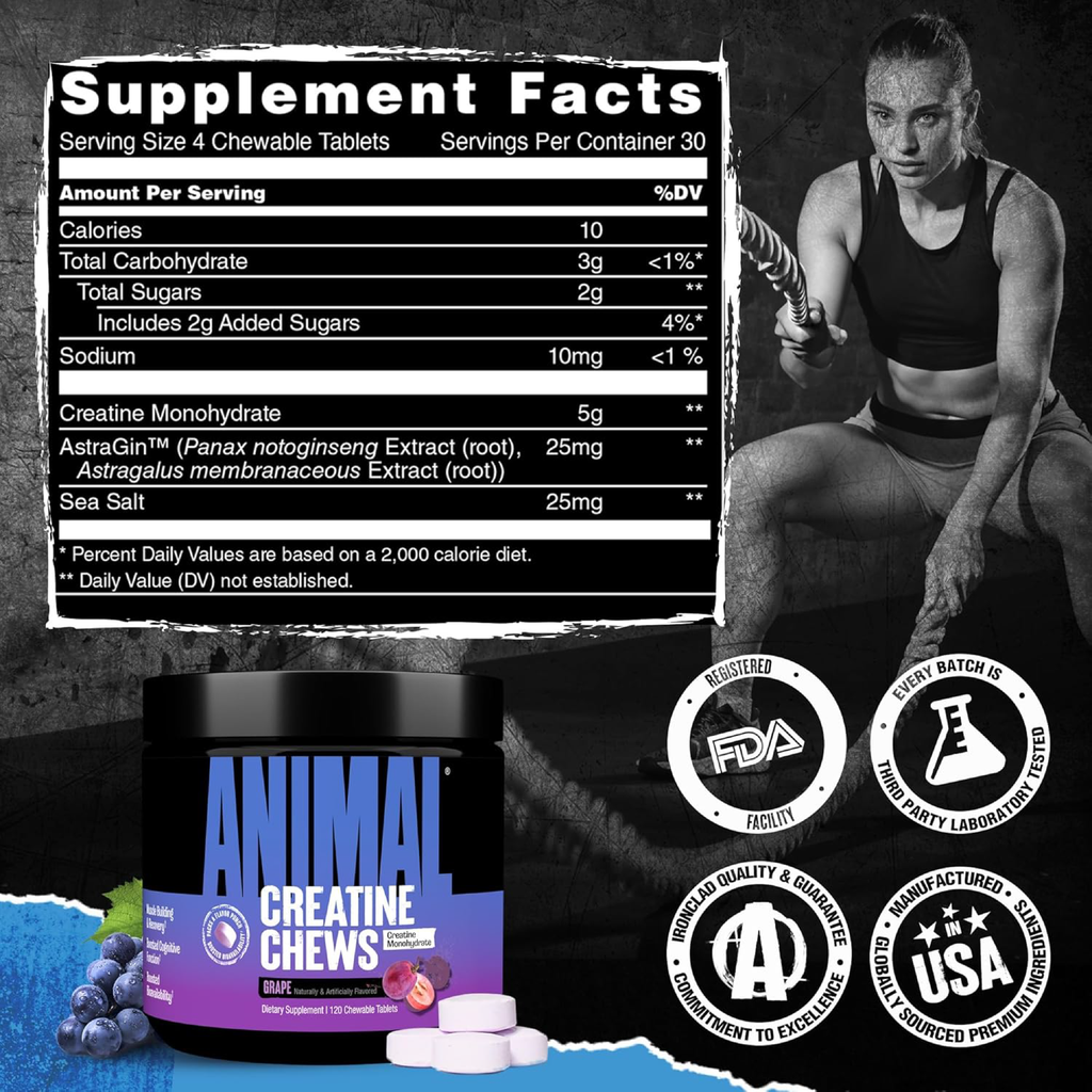 Animal Creatine Chews 120 Tablet - Çiğnenebilir Kreatin Takviyesi