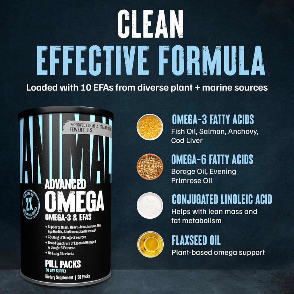 Animal Advanced Omega Gelişmiş Omega-3 & EFA Yağ Asidi Desteği 30 Pill Packs