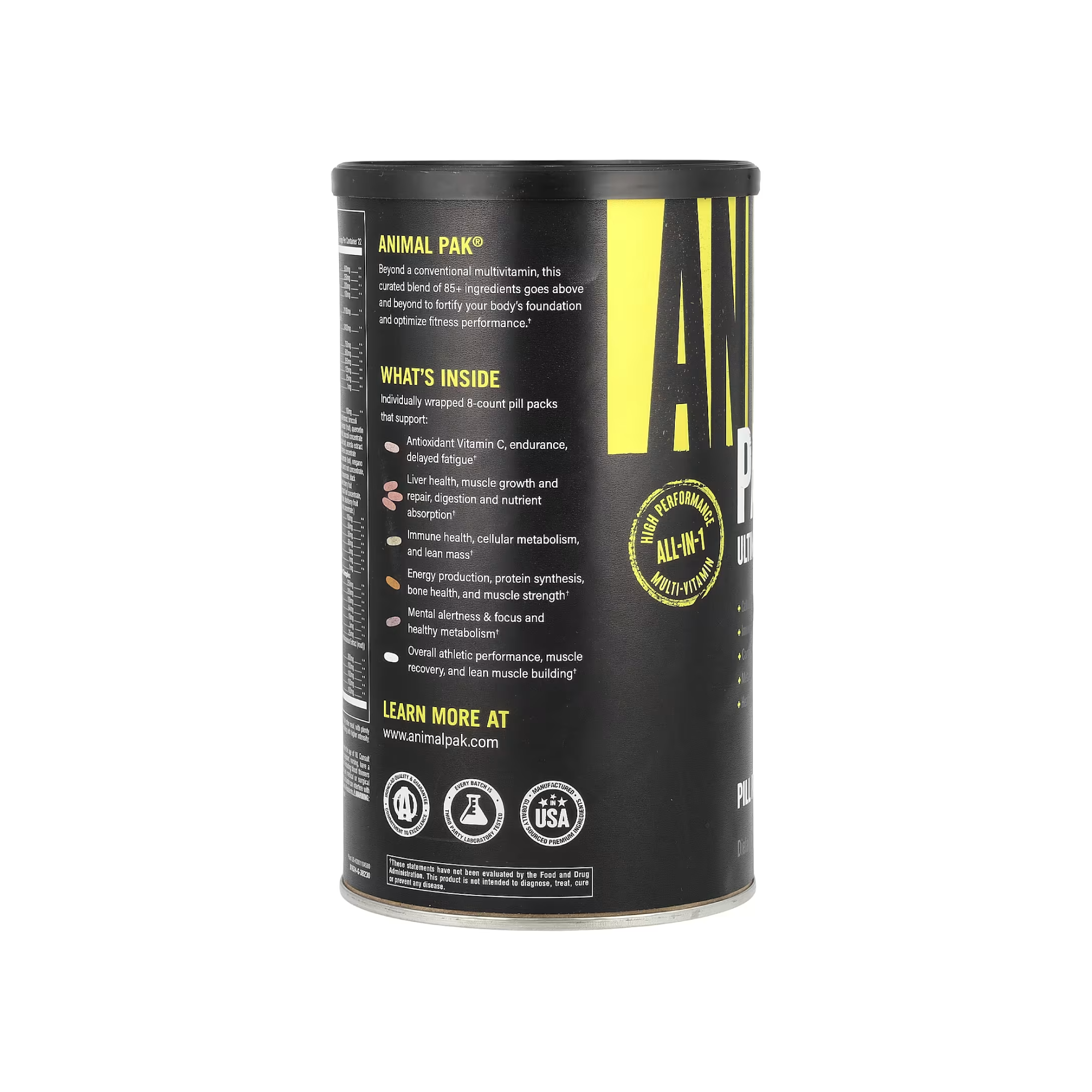 Animal Pak Multivitamin Yan Yüz İçerik Bilgisi - 85+ Besin Maddesi Detayları