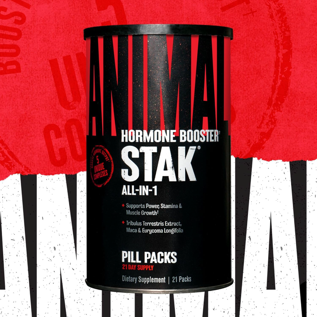 Animal Stak 21 Pill Packs Hero Görsel - Testosteron Booster Kırmızı Arka Plan