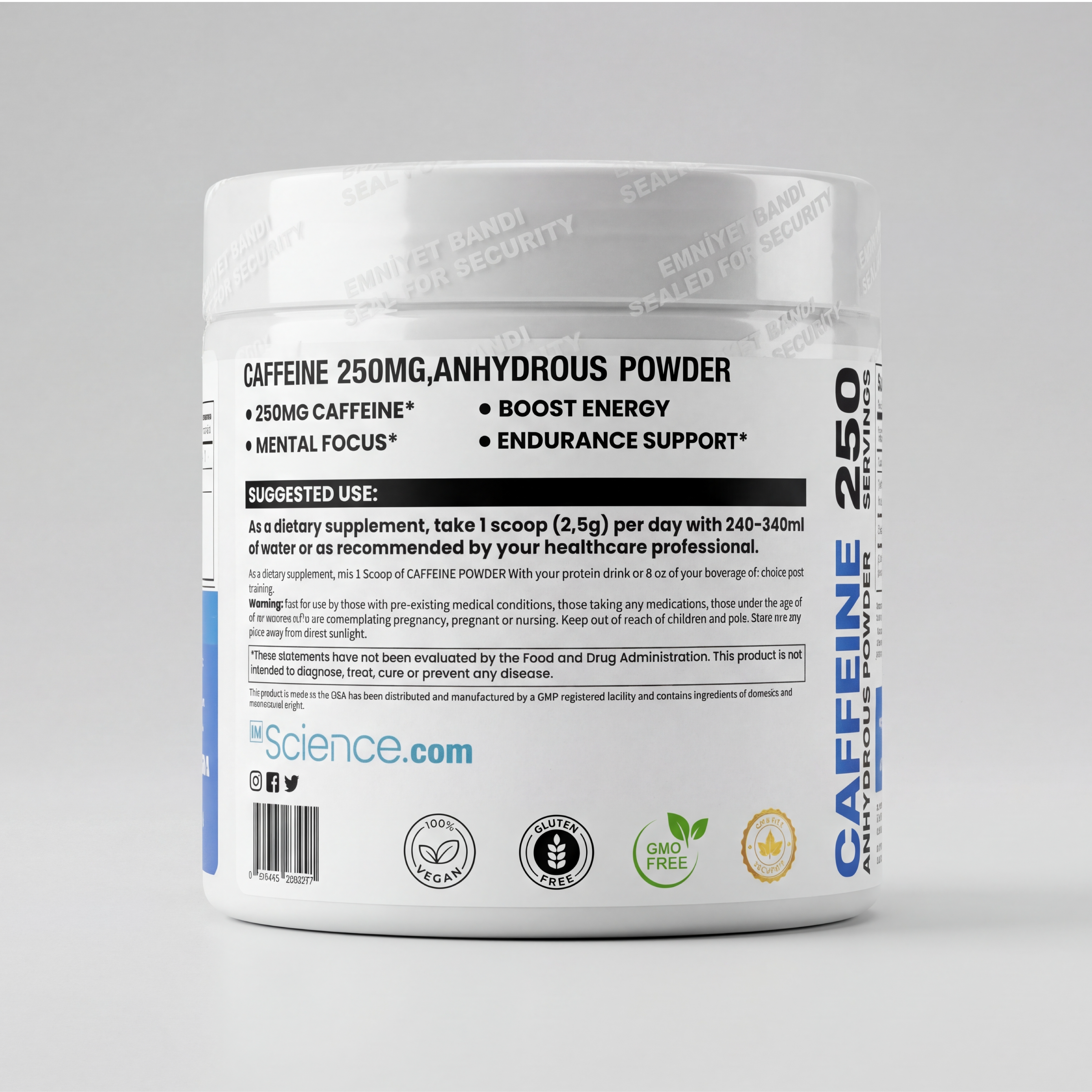 İn Science Nutrition Saf Kafein Tozu 250 Mg 150 gr (60 Servis)