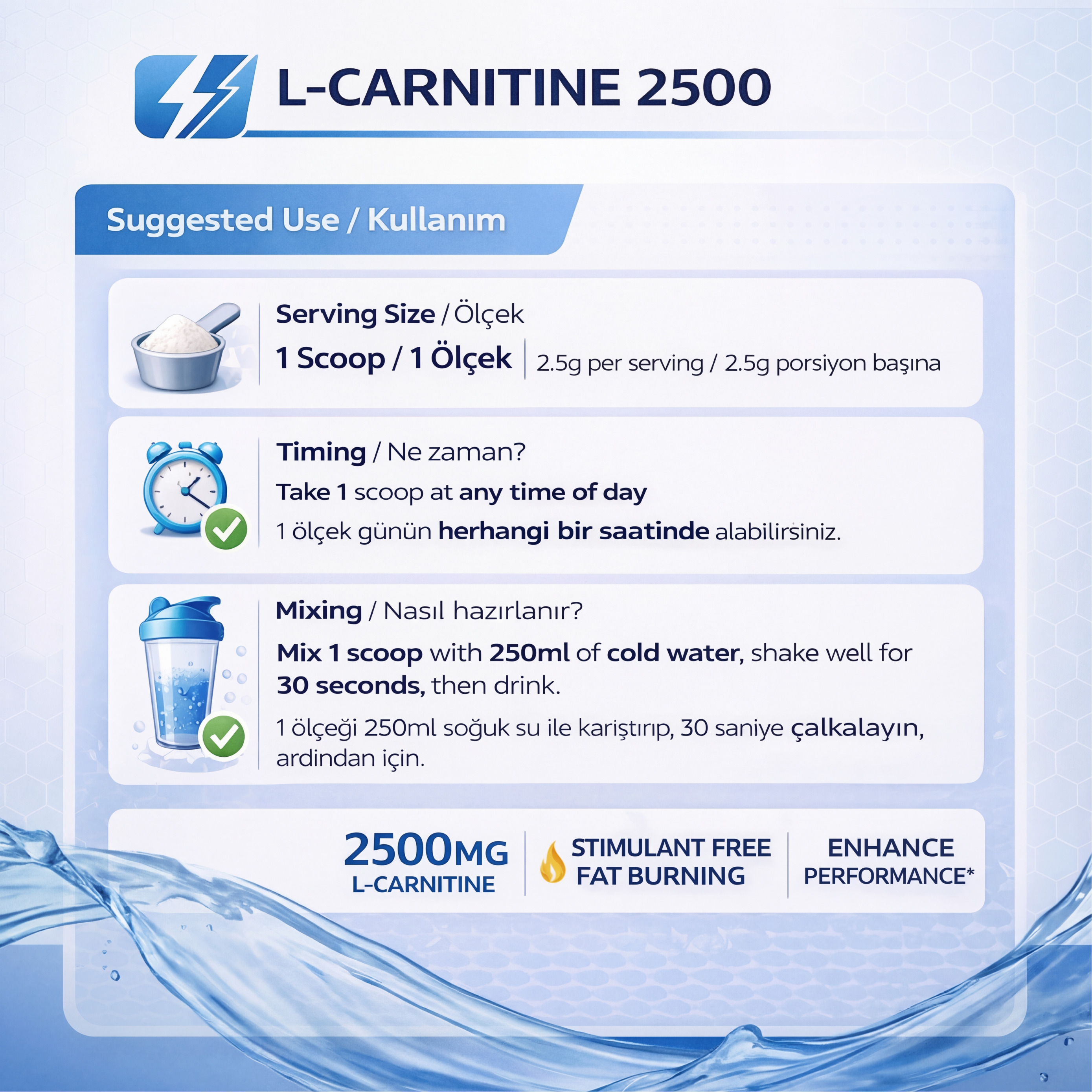 İn Science Nutrition Saf L-Carnitine Toz 2500 Mg 150 gr (60 Servis)