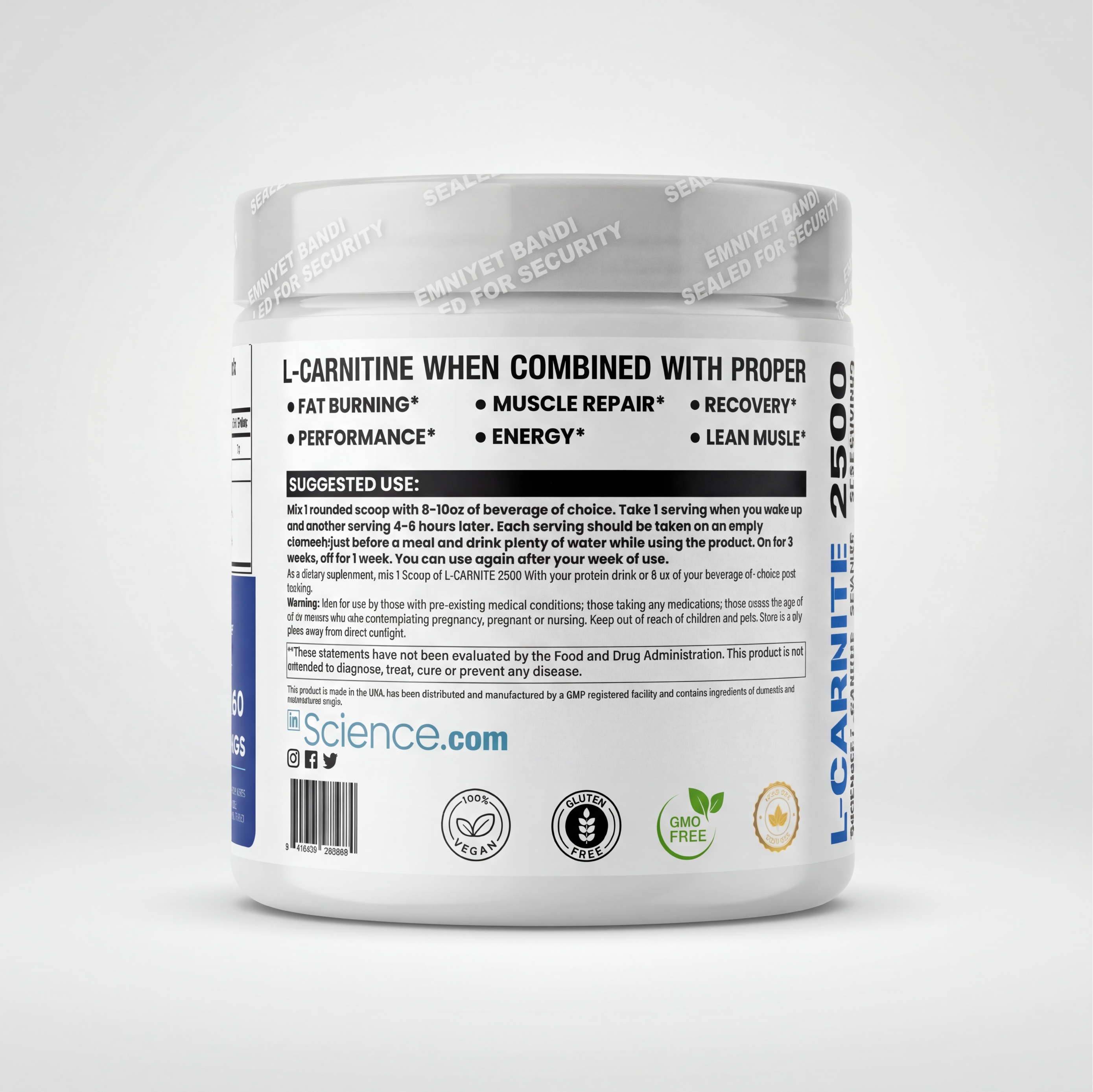 İn Science Nutrition Saf L-Carnitine Toz 2500 Mg 150 gr (60 Servis)