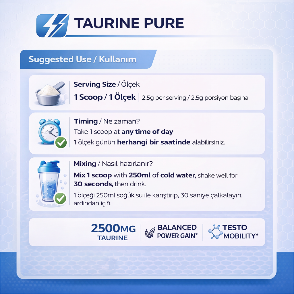 İn Science Nutrition Taurine Pure Toz 2500 Mg 150 G (60 Servis) Saf Taurin