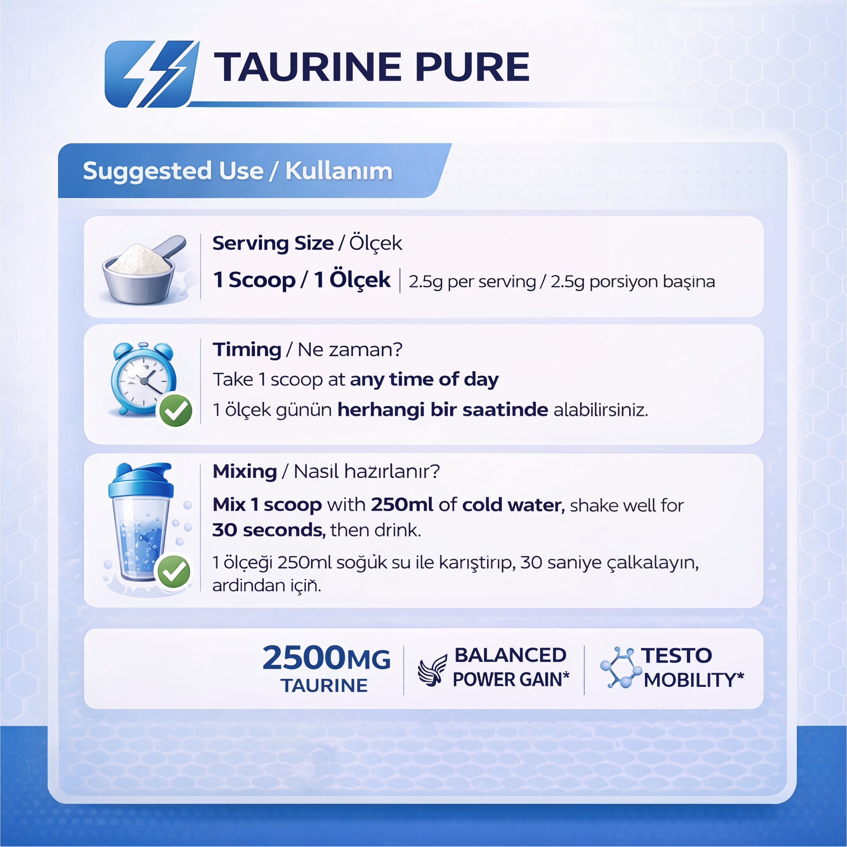 İn Science Nutrition Taurine Pure Toz 2500 Mg 150 G (60 Servis) Saf Taurin