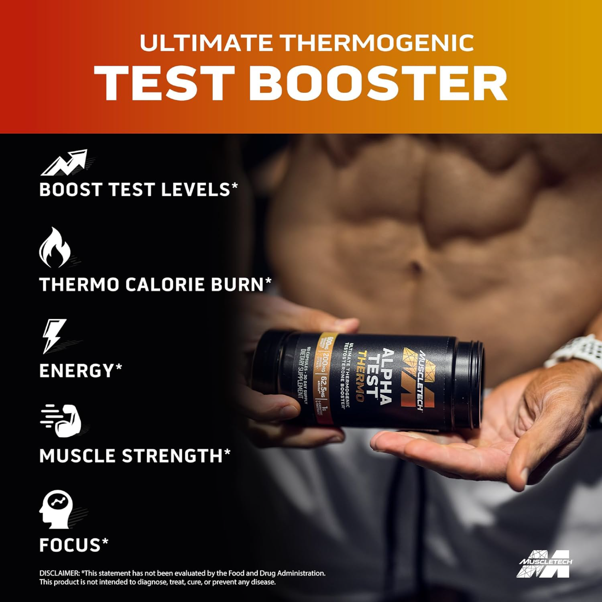MuscleTech AlphaTest Thermo 90/180 Kapsül - Testosteron Artırıcı Yağ Yakıcı
