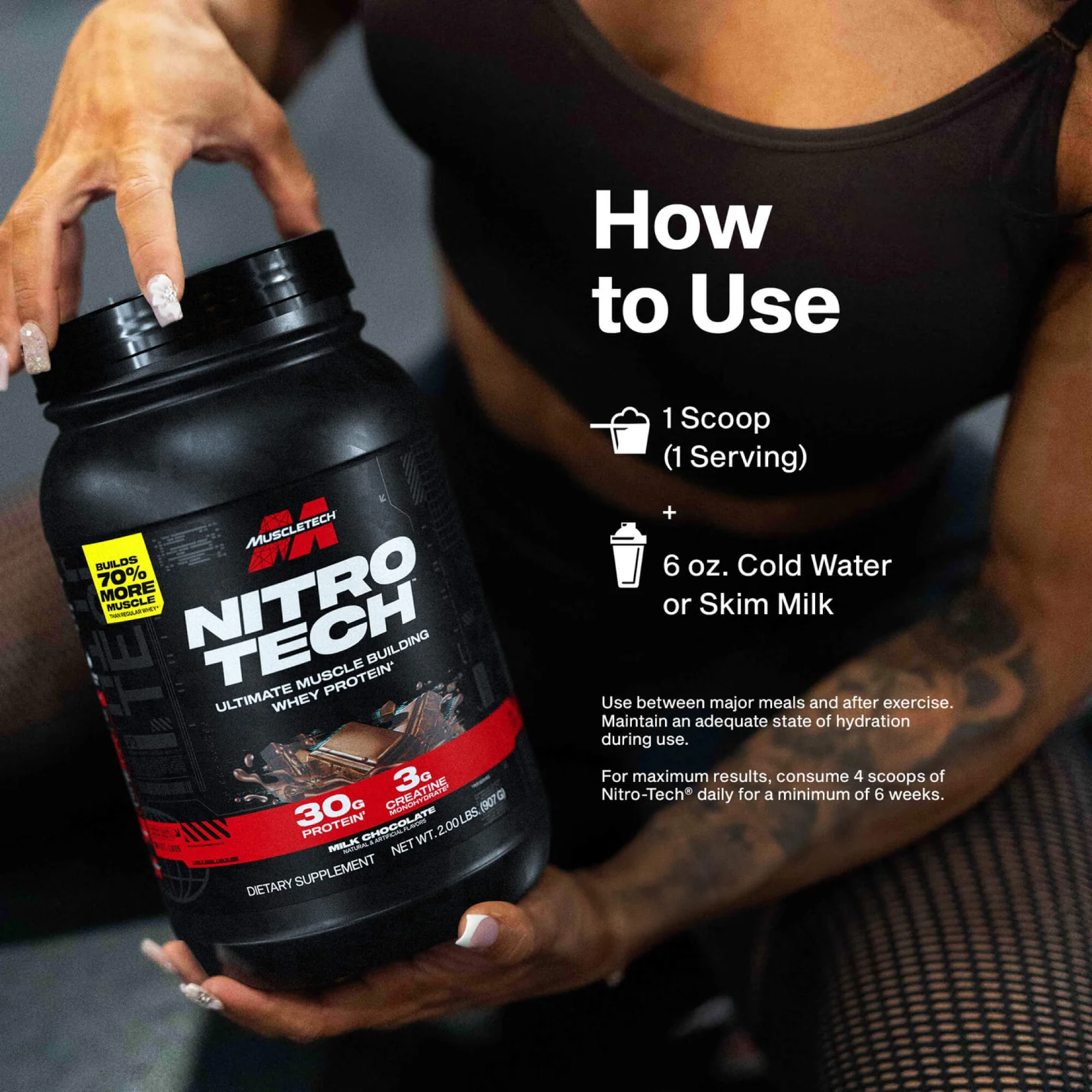 MuscleTech Nitro-Tech Whey Protein Tozu 30g Protein 3g Kreatin