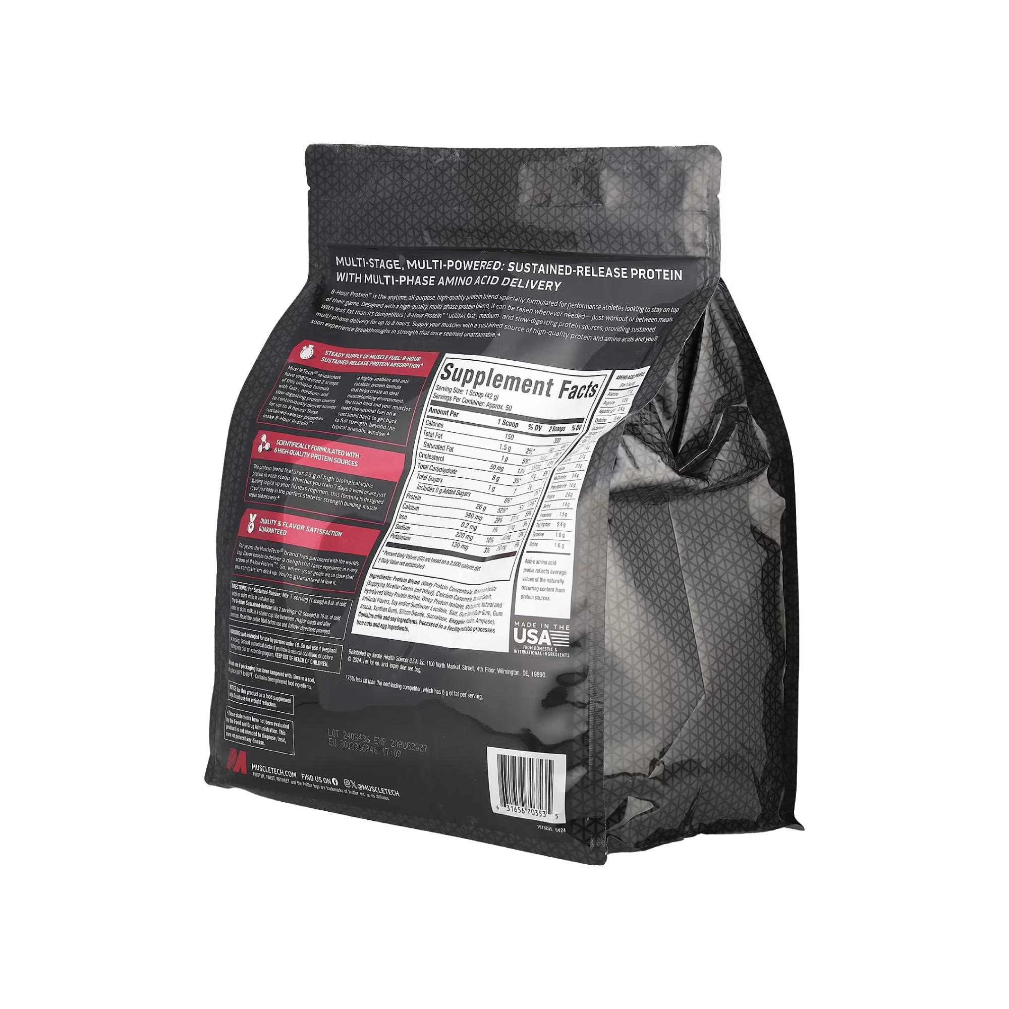 MuscleTech, Platinum 8-Hour Protein™ | 7 Farklı Formül Uzun Salınımlı Protein Tozu 4.6 lbs (2.09 kg)
