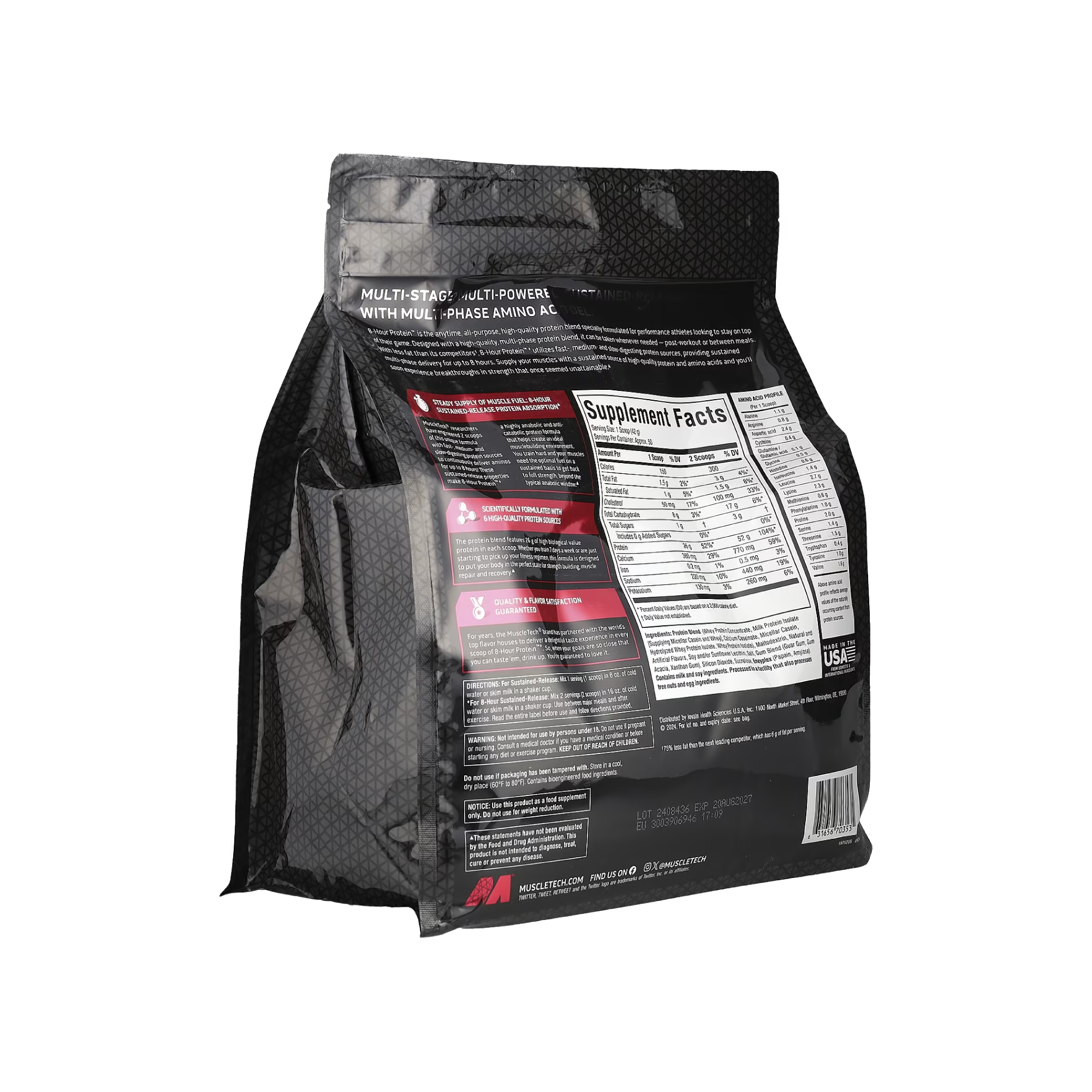 MuscleTech, Platinum 8-Hour Protein™ | 7 Farklı Formül Uzun Salınımlı Protein Tozu 4.6 lbs (2.09 kg)